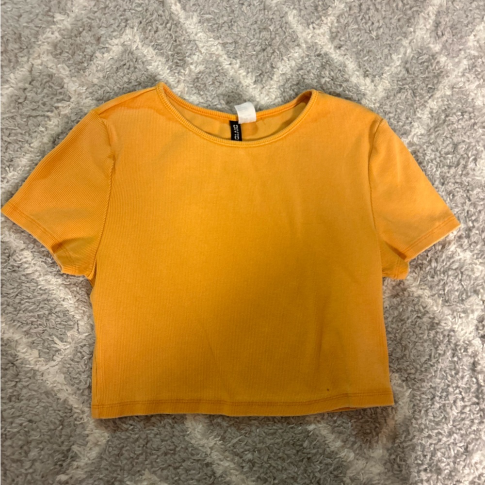 Divided Mustard Yellow Ribbed Top